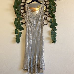 Stunning Vintage 90s Silk Beaded Asymmetrical Hem Dress✨